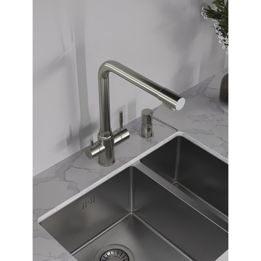 Смеситель Orange Boni M15-008ni для кухонной мойки, с функцией подачи питьевой воды, цвет никель