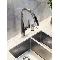 Смеситель Orange Boni M15-120cr для кухонной мойки, с выдвижным изливом, хром