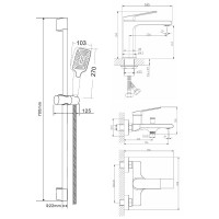 Комплект смесителей для ванны Orange Gauss M30-711b, цвет черный матовый