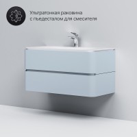 Тумба под раковину Am.Pm Sensation 100 см, подвесная, светло-голубая, M30FHX1002BG