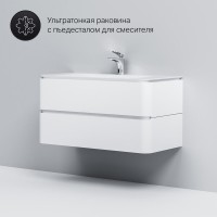 Тумба под раковину Am.Pm Sensation 100 см, подвесная, белый глянец, M30FHX1002WG