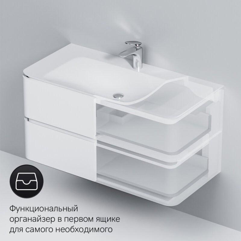 Тумба под раковину Am.Pm Sensation 100 см, подвесная, белый глянец, M30FHX1002WG
