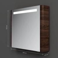 Зеркальный шкаф Am.Pm Sensation M30MCL0801NF, цвет - орех, с подсветкой, левый, 80 см
