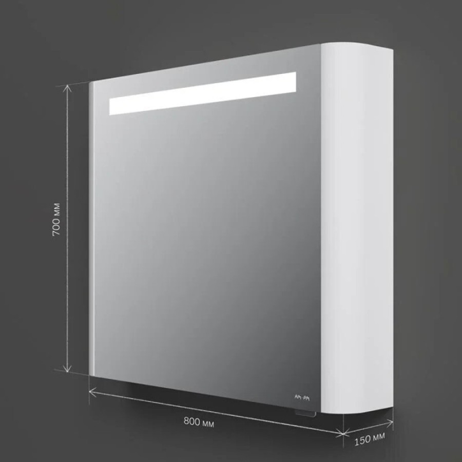 Зеркальный шкаф Am.Pm Sensation M30MCL0801WG, цвет - белый глянец, с подсветкой, левый, 80 см