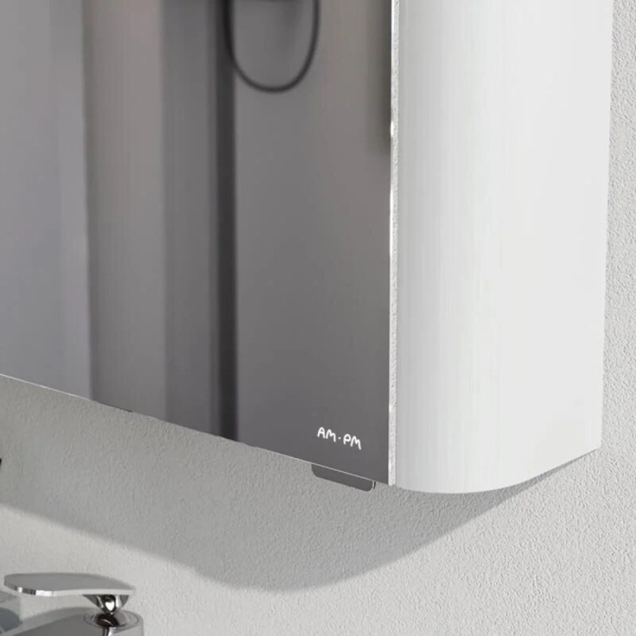 Зеркальный шкаф Am.Pm Sensation M30MCL0801WG, цвет - белый глянец, с подсветкой, левый, 80 см