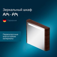 Зеркальный шкаф Am.Pm Sensation M30MCR0801NF, цвет - орех, с подсветкой, правый, 80 см