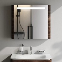 Зеркальный шкаф Am.Pm Sensation M30MCR0801NF, цвет - орех, с подсветкой, правый, 80 см