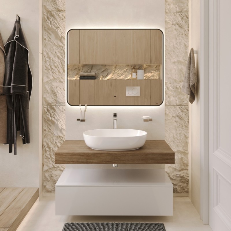 BOND M35ZE-10080 Зеркало прямоугольное Лофт 100х80см с подсветкой и черным обрамлением