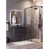 BOND M35ZE-8080 Зеркало квадратное Лофт 80х80см с подсветкой и черным обрамлением