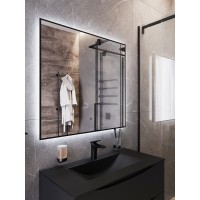 BOND M36ZE-8080 Зеркало квадратное Лофт 80х80см с подсветкой и черным обрамлением