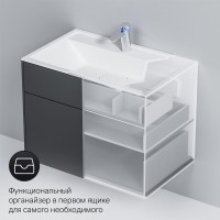 Тумба под раковину Am.Pm Inspire 2.0 M50AFHX0803GM подвесная 80 см, 3 ящика, цвет графит, матовый