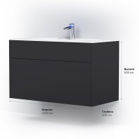 Тумба под раковину Am.Pm Inspire 2.0 M50AFHX1003GM подвесная 100 см, 3 ящика, цвет графит, матовый