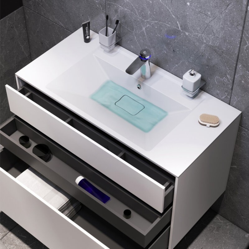 Тумба под раковину Am.Pm Inspire 2.0 M50AFHX1003WM подвесная 100 см, 3 ящика, цвет белый, матовый
