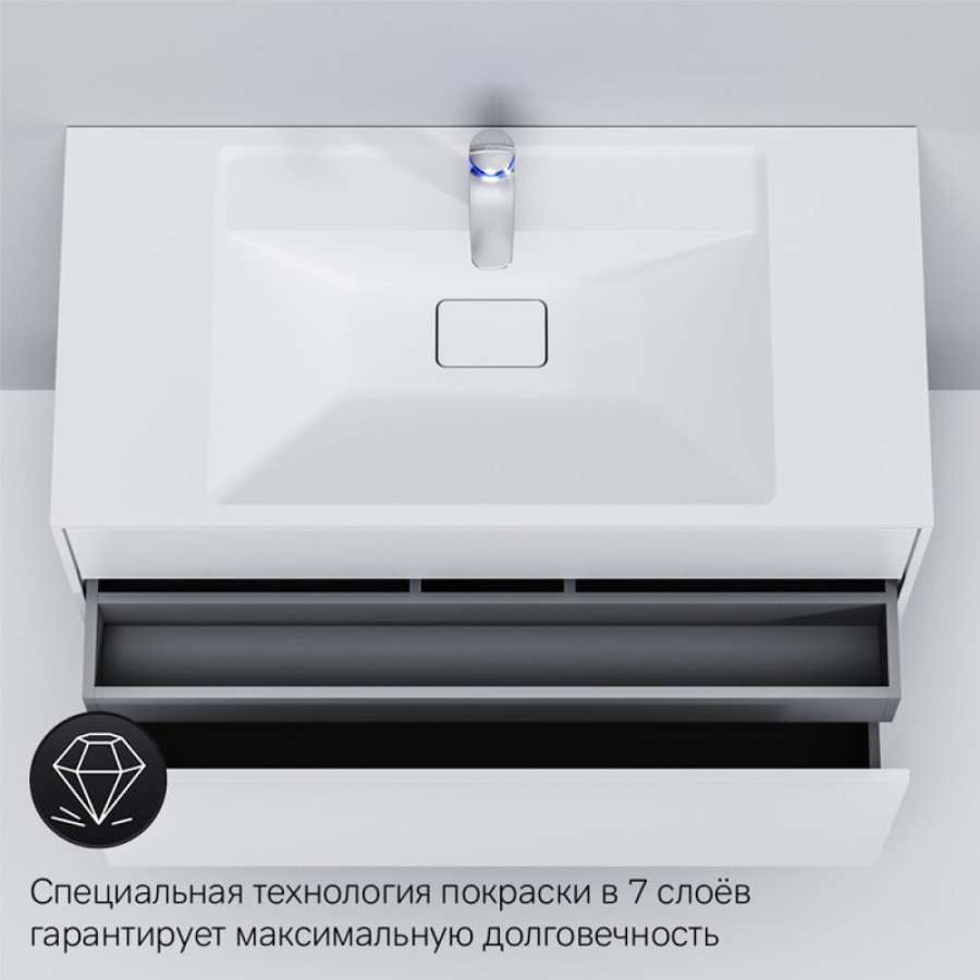 Тумба под раковину Am.Pm Inspire 2.0 M50AFHX1003WM подвесная 100 см, 3 ящика, цвет белый, матовый