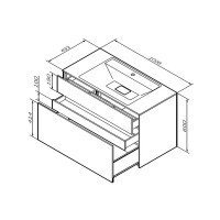 Тумба под раковину Am.Pm Inspire 2.0 M50AFHX1003WM подвесная 100 см, 3 ящика, цвет белый, матовый