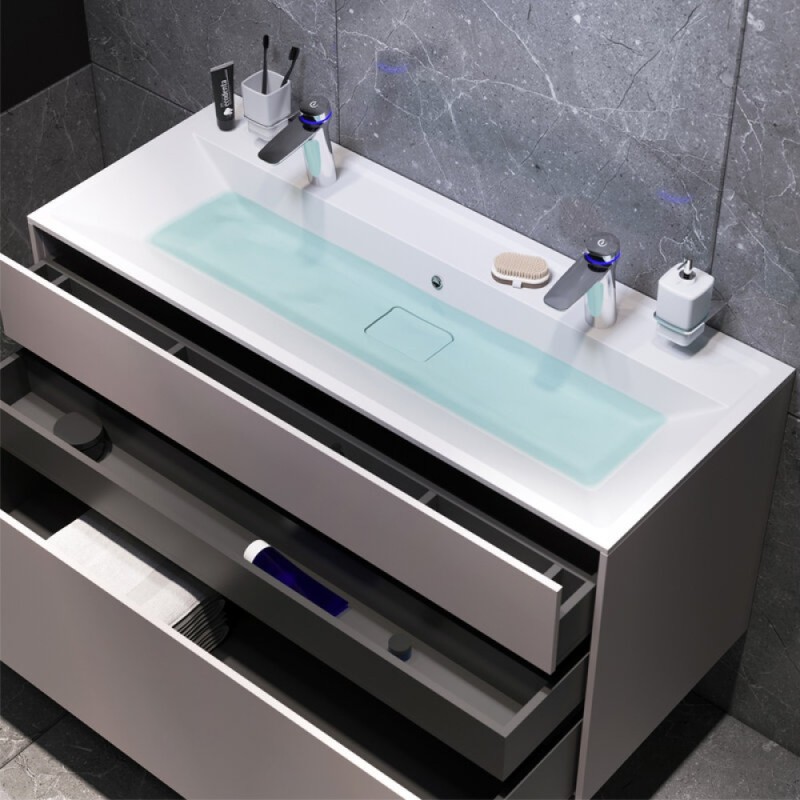 Тумба под раковину Am.Pm Inspire 2.0 M50AFHX1203EGM подвесная 120 см, 3 ящика, цвет элегантный серый, матовый