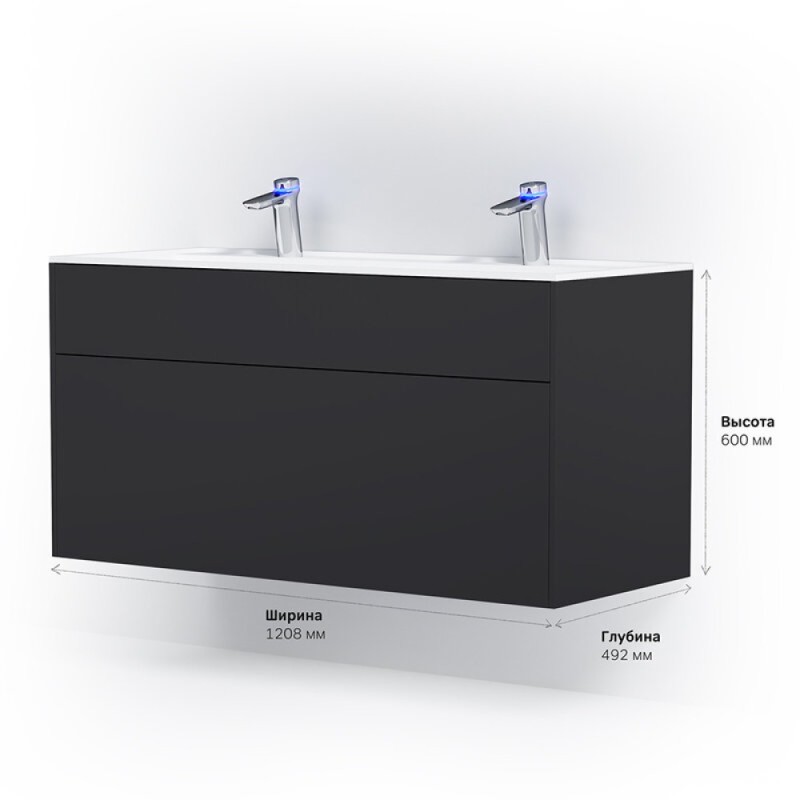 Тумба под раковину Am.Pm Inspire 2.0 M50AFHX1203GM подвесная 120 см, 3 ящика, цвет графит, матовый