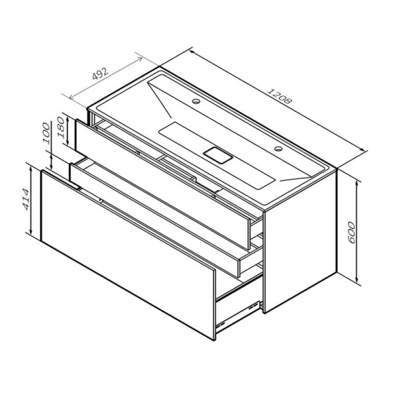 Тумба под раковину Am.Pm Inspire 2.0 M50AFHX1203GM подвесная 120 см, 3 ящика, цвет графит, матовый
