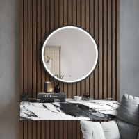 BOND M60ZE-8080 Зеркало круглое 80х80см с LED подсветкой, бесконтактным сенсором и черной рамой