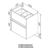 Тумба под раковину Am.Pm Sense M7BFUX0602WG, 60 см, подвесная с 2 ящиками, цвет белый
