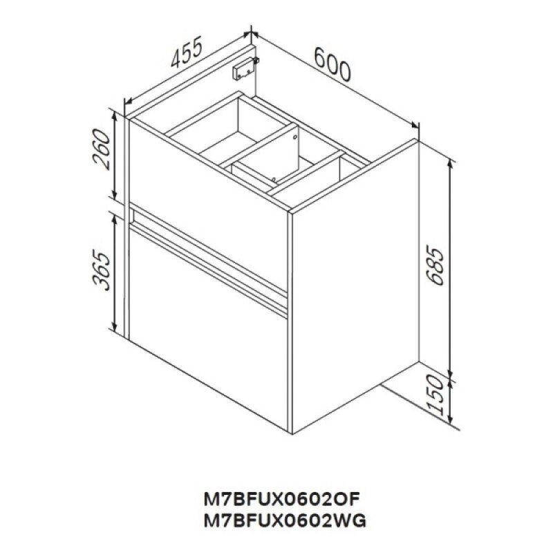 Тумба под раковину Am.Pm Sense M7BFUX0602WG, 60 см, подвесная с 2 ящиками, цвет белый