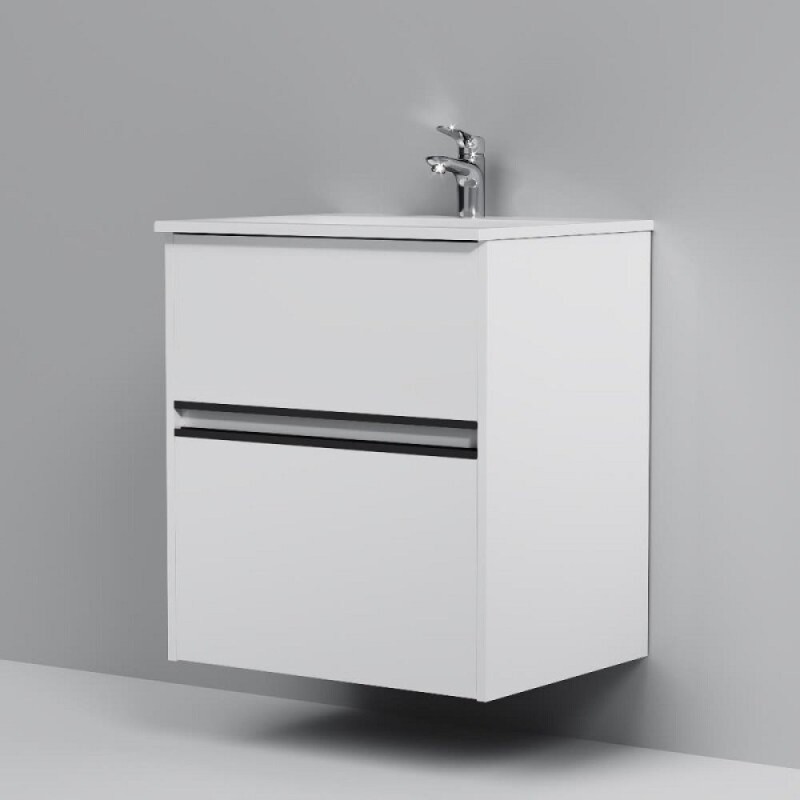 Тумба под раковину Am.Pm Sense M7BFUX0602WG, 60 см, подвесная с 2 ящиками, цвет белый