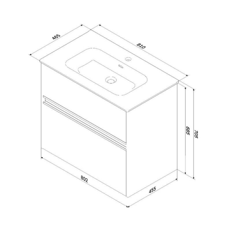 Тумба под раковину Am.Pm Sense M7BFUX0802OF, 80 см, подвесная с 2 ящиками, цвет дерево