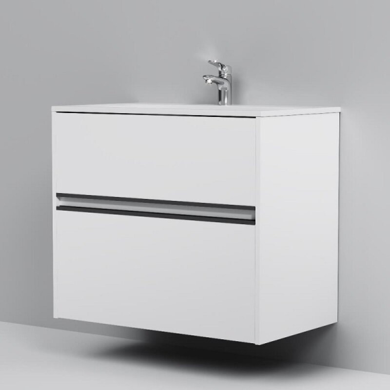 Тумба под раковину Am.Pm Sense M7BFUX0802WG, 80 см, подвесная с 2 ящиками, цвет белый