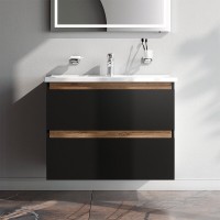Тумба с раковиной Am.Pm X-Joy M85-FHX0802BM-WCC0802WG, 80 см, подвесная, черная матовая