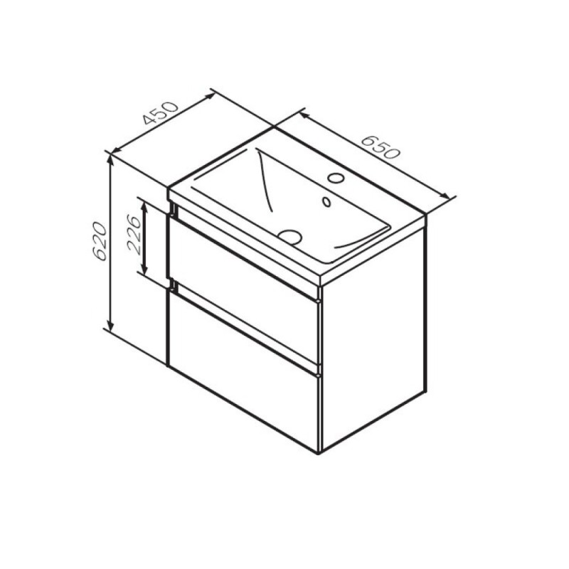 Тумба с раковиной Am.Pm X-Joy M85A-FHX0652-WC0652WG, 65 см, подвесная, белая