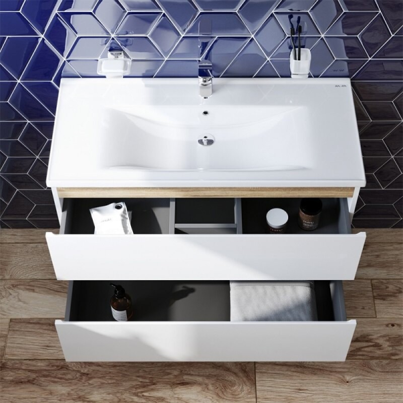 Тумба с раковиной Am.Pm X-Joy M85A-FHX1002-WC1002WG, 100 см, подвесная, белая