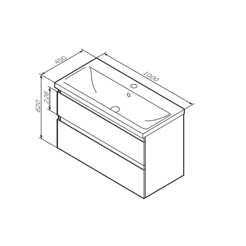 Тумба с раковиной Am.Pm X-Joy M85A-FHX1002-WC1002WG, 100 см, подвесная, белая