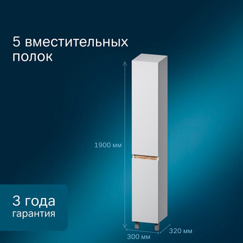 Шкаф-пенал Am.Pm X-Joy M85ACSR0306WG, напольный, правый, 30 см, белый глянец