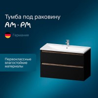 Тумба под раковину Am.Pm X-Joy подвесная, 100 см, 2 ящика, цвет черный матовый, M85AFHX1002BM