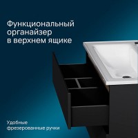 Тумба под раковину Am.Pm X-Joy подвесная, 100 см, 2 ящика, цвет черный матовый, M85AFHX1002BM