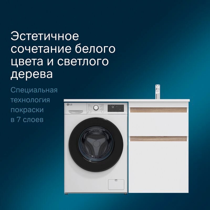 Тумба под раковину Am.Pm X-Joy для установки со стиральной машиной, напольная, 60 см, 2 ящика, белый глянец, M85AFSX0602WG