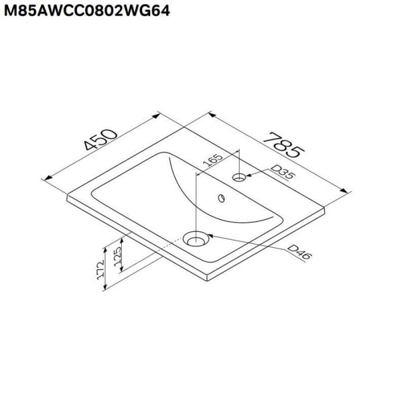 Раковина Am.Pm X-Joy M85AWCC0802WG64 80 см, белый глянцевый