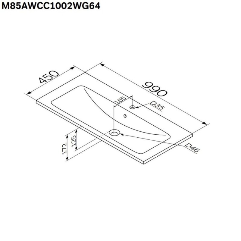 Раковина мебельная Am.Pm X-Joy M85AWCC1002WG64, 100 см, керамика, цвет белый