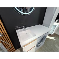 Раковина Am.Pm X-Joy 100 см, для установки со стиральной машиной, литьевой мрамор, белый, M85AWPL1001WG, чаша слева