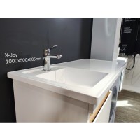Раковина Am.Pm X-Joy 100 см, для установки со стиральной машиной, литьевой мрамор, белый, M85AWPL1001WG, чаша слева