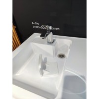 Раковина Am.Pm X-Joy 100 см, для установки со стиральной машиной, литьевой мрамор, белый, M85AWPL1001WG, чаша слева