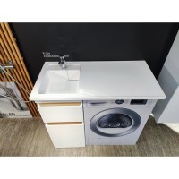 Раковина Am.Pm X-Joy 100 см, для установки со стиральной машиной, литьевой мрамор, белый, M85AWPL1001WG, чаша слева