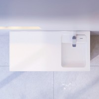 Раковина Am.Pm X-Joy 100 см, для установки со стиральной машиной, литьевой мрамор, белый, M85AWPL1001WG, чаша слева