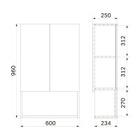 Шкаф подвесной Am.Pm X-Joy M85CHX06021WG, 60 см, с нишей, Flat Pack, цвет белый глянец