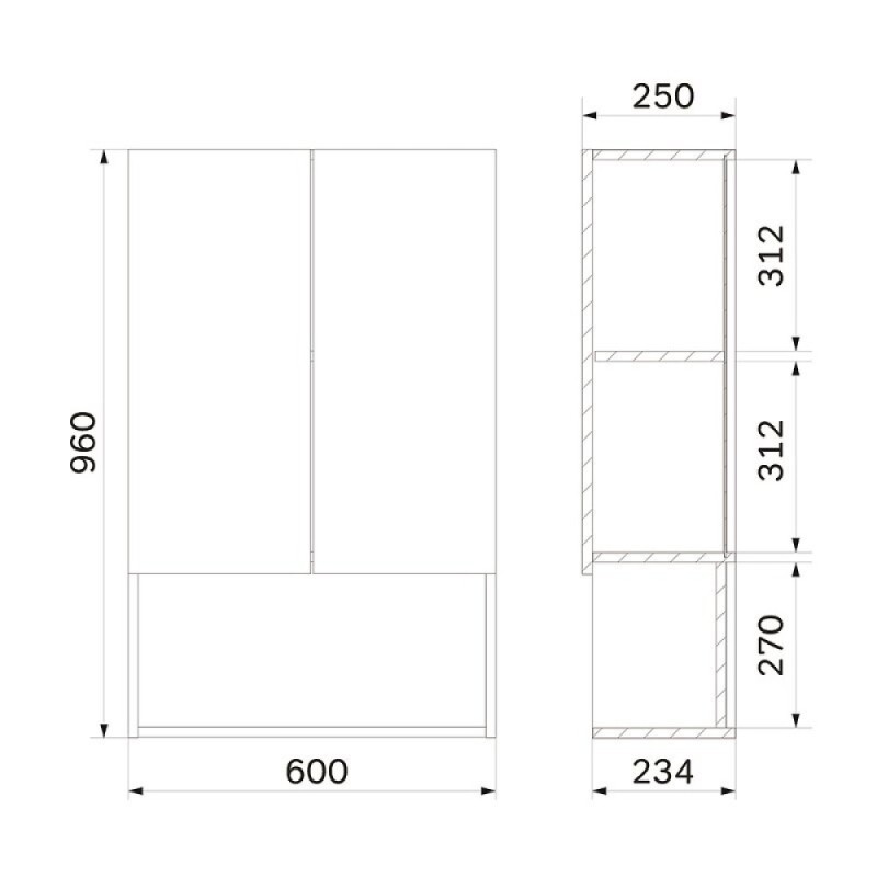 Шкаф подвесной Am.Pm X-Joy M85CHX06021WG, 60 см, с нишей, Flat Pack, цвет белый глянец