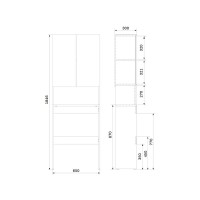 Шкаф напольный Am.Pm X-Joy M85CSX06521WG1, 65 см, под стиральную машину, с нишей, Flat Pack, цвет белый глянец