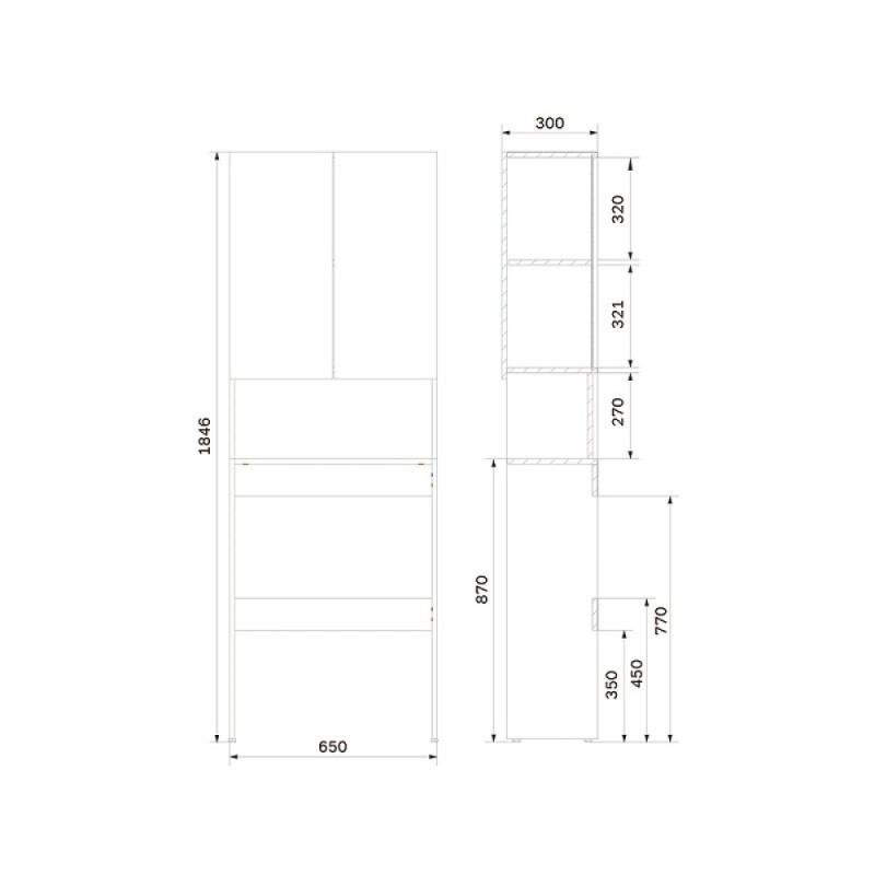 Шкаф напольный Am.Pm X-Joy M85CSX06521WG1, 65 см, под стиральную машину, с нишей, Flat Pack, цвет белый глянец