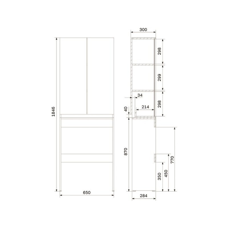 Шкаф напольный Am.Pm X-Joy M85CSX0652WG1, 65 см, под стиральную машину, Flat Pack, цвет белый глянец