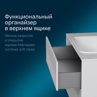 Тумба под раковину Am.Pm Func M8FFUX1002WM, 100 см, 2 ящика, подвесная/напольная, цвет белый матовый