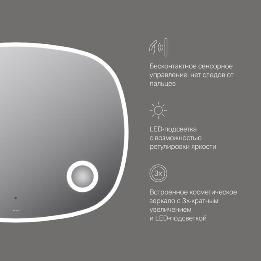 Зеркало Am.Pm Func, 100 см, с косметическим зеркалом, LED-подсветка, с диммером, цвет серебристый, M8FMOX1003SA